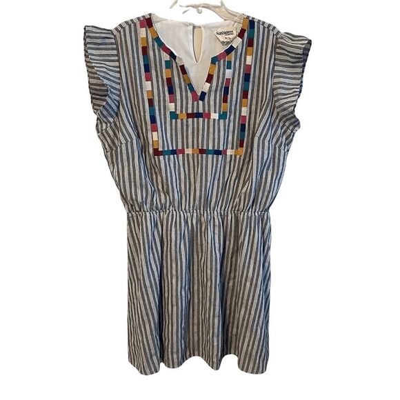 Savanna Jane Stripe‎ Embroidered Fully Lined Boho Dress Tunic Top Sz 1x - Picture 1 of 6